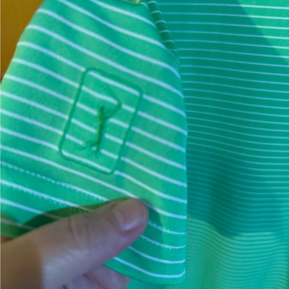 PGA Tour Teal Striped Polo Shirt - Picture 3 of 6